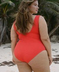 Mango Women's Ribbed V-Neck Swimsuit
