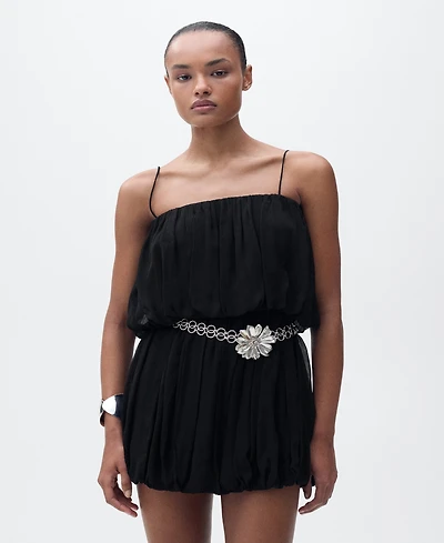 Mango Women's Short Balloon-Effect Gathered Dress