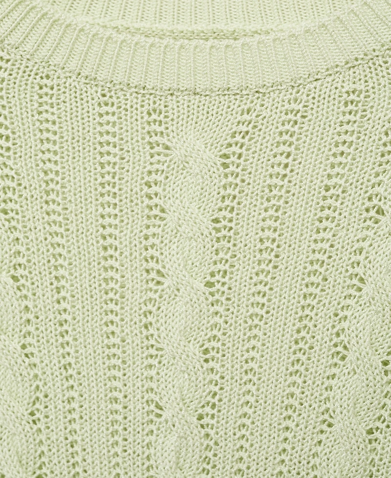 Mango Women's Short Sleeve Cable Knit Sweater