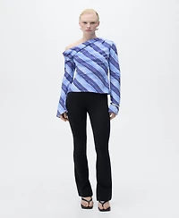 Mango Women's Asymmetrical Striped Blouse