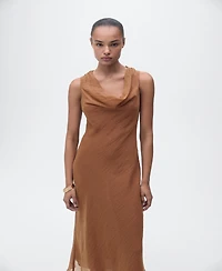 Mango Women's Draped Neck Lyocell Dress