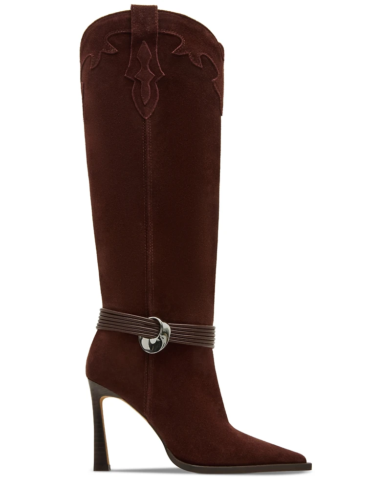 Steve Madden Women's Kyndall Knee-High Embellished Stiletto Western Boots