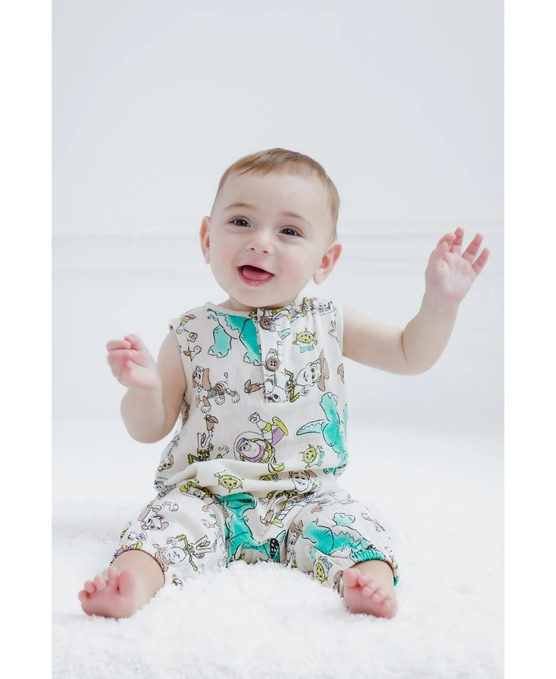 Toy Story Baby Boys Cotton Gauze Matching Family Henley Sleeveless Romper