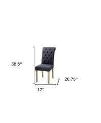 Tufted Linen Dining Parsons Chairs Set of Two for Stylish Home Dining Seating
