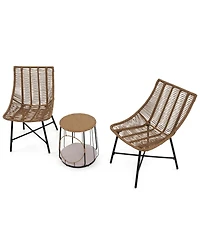 3 Pcs Outdoor Furniture Set with Pet House & Heavy Duty Metal Frame