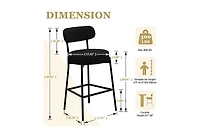 Dyhome Bar Stools Set of 4, 24 Inches Modern Counter Height with Curved Back Metal Legs, Upholstered Boucle Barstools for Kitchen Island, C