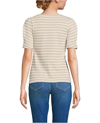 Lands' End Women's Puff Sleeve Mariner Square Neck Top
