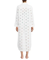 Lands' End Women's Eyelet Button Down Maxi Cover-up Dress