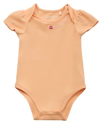 Guess Baby Girls 2-Piece Short Sleeve Bodysuit and Stretch Denim Overall Set