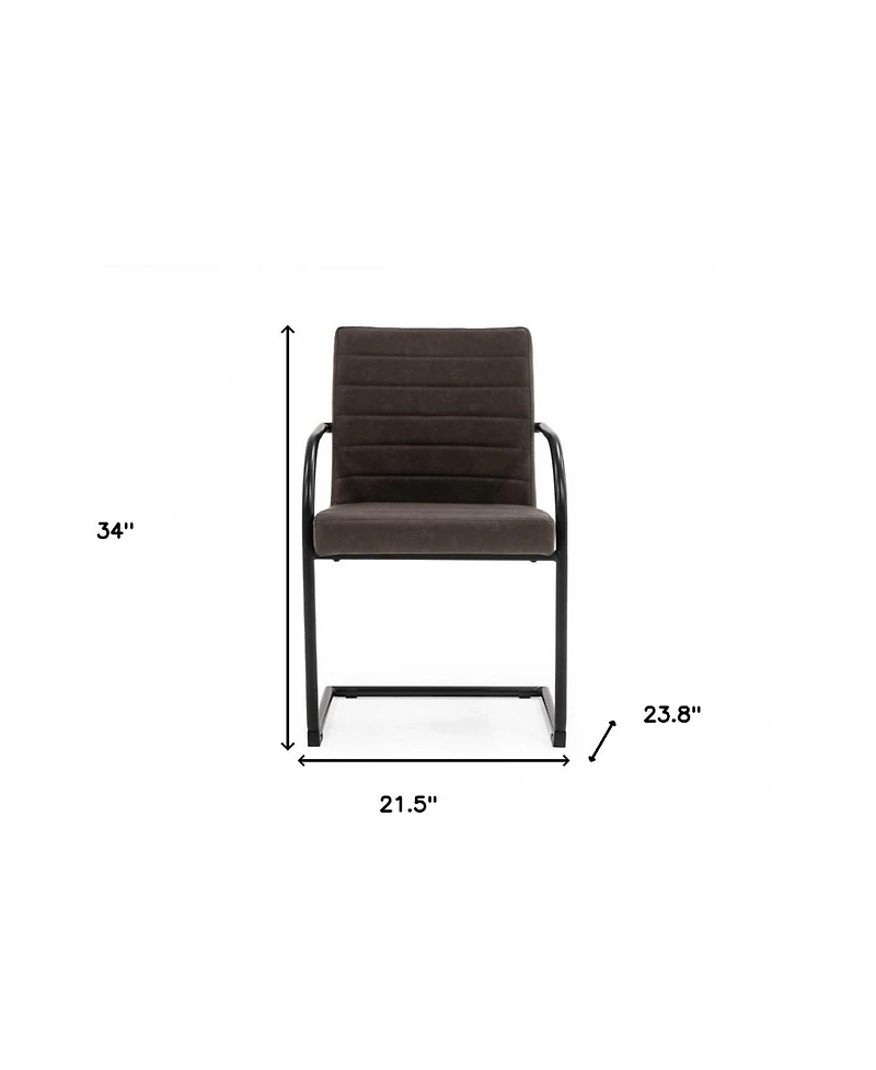 Set of 2 Faux Leather Industrial Dining Chairs for Home or Office Seating