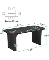 Tribesigns Dining Table for 4-6, Rectangular Wood Kitchen with Double Pedestal, 62-Inch Dinner Room, Living Easy Assembly