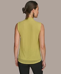 Donna Karan New York Women's Sleeveless Cowlneck Gauze Blouse