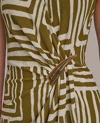 Donna Karan New York Women's Printed V-Neck Sleeveless Dress