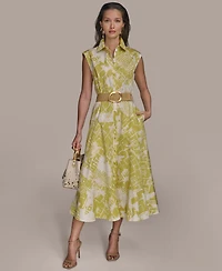 Donna Karan New York Women's Cap Sleeve Printed Shirt Dress