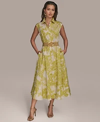 Donna Karan New York Women's Cap Sleeve Printed Shirt Dress
