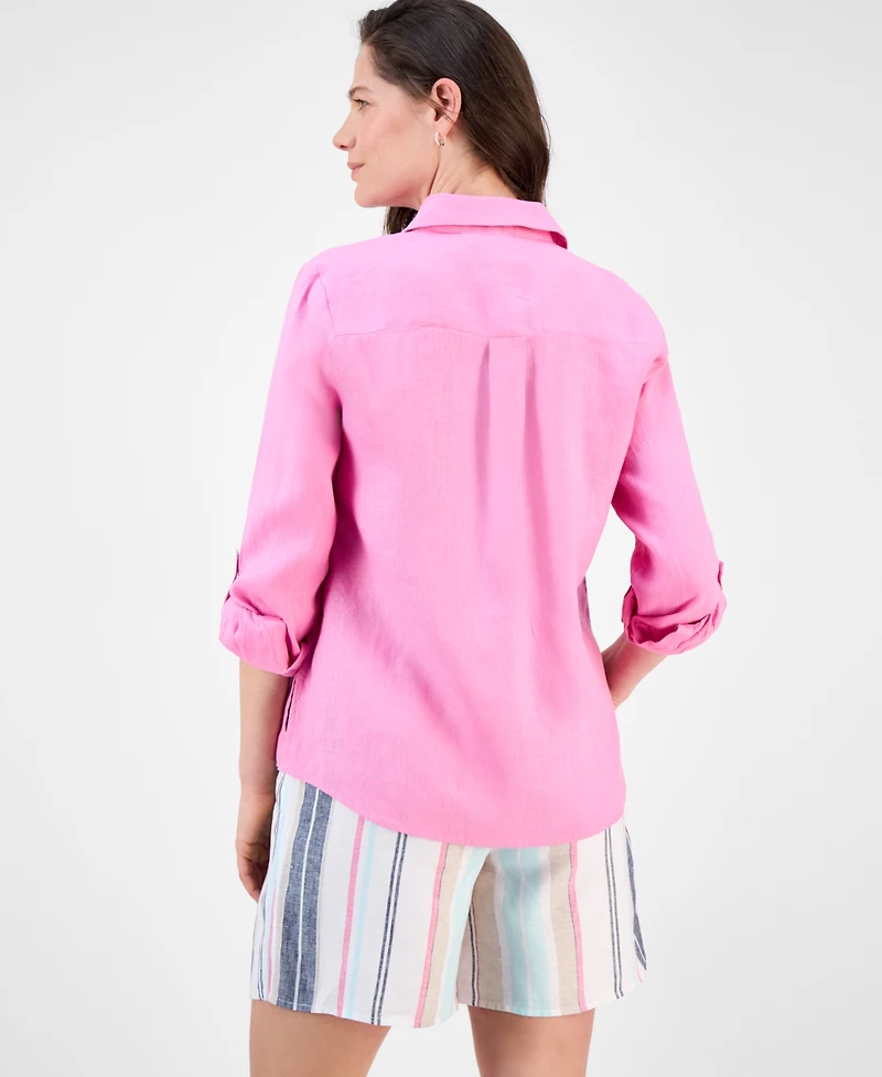 Charter Club Petite 100% Linen Button-Front Shirt, Created for Macy's