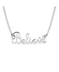 Bling Jewelry Sideways Station Script Word Believe Pendant Necklace .925 Sterling Silver 16"