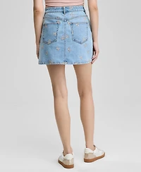 And Now This Women's Floral-Embroidered Denim Skirt, Exclusively at Macy's