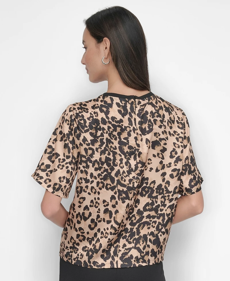 Dkny Women's Brushstroke-Print Short-Sleeve Top