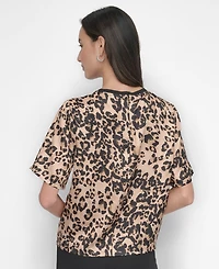 Dkny Women's Brushstroke-Print Short-Sleeve Top