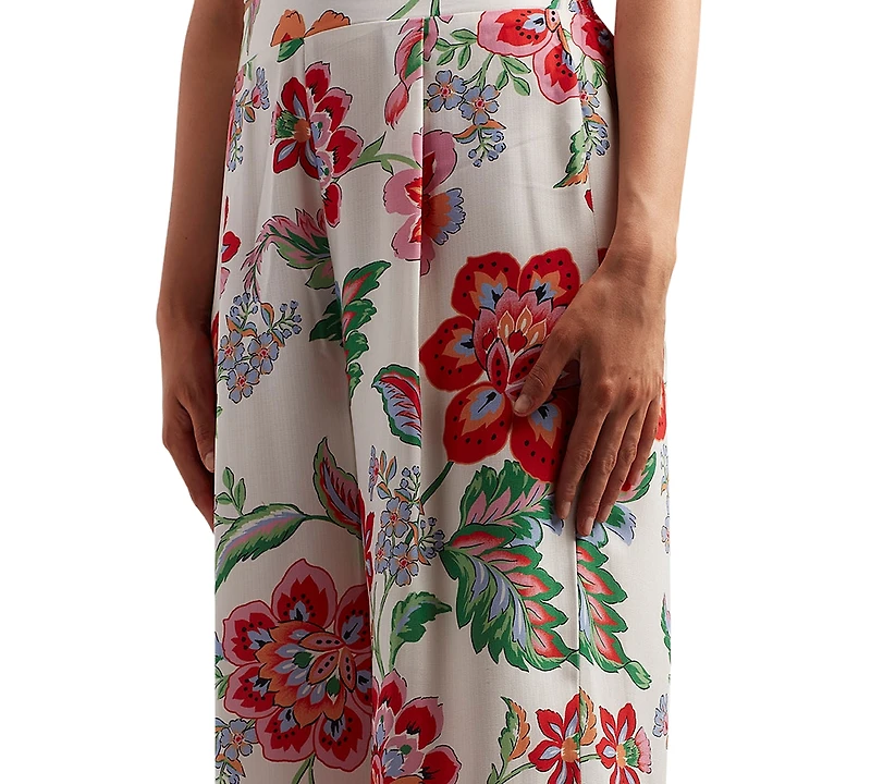 Bcx Juniors' Floral-Print Wide-Leg Pull-On Pants