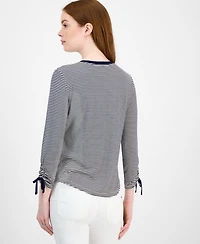 Tommy Hilfiger Women's Striped Ruched-Sleeve Top