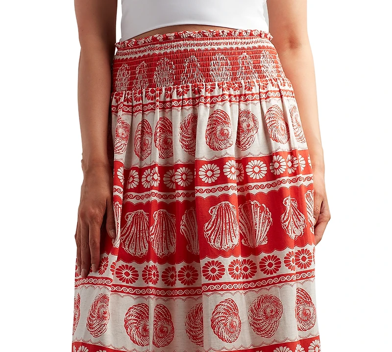 Bcx Juniors' Printed Linen-Blend Maxi Skirt