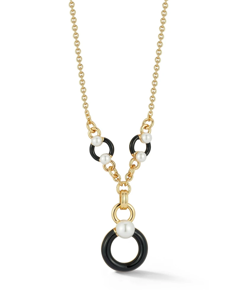Rachel Zoe Gold Plated Vintage Pearl Lariat Necklace