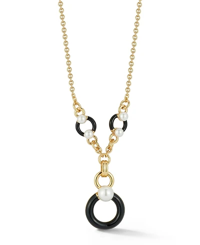 Rachel Zoe Gold Plated Vintage Pearl Lariat Necklace