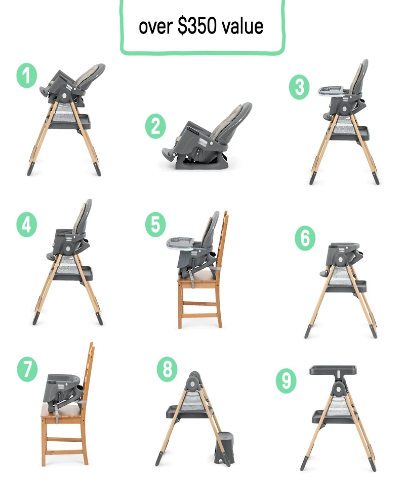Ingenuity Baby Proper Positioner Create Up Multi-Mode Deluxe Folding High Chair
