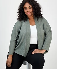 Kasper Women's Long Sleeve Sheer Cardigan Sweater, Plus