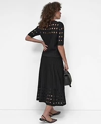 Dkny Womens Crepe Cutout Sweater Midi Sweater Skirt
