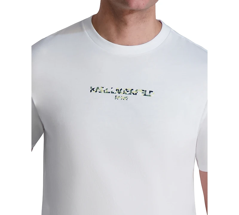 Karl Lagerfeld Paris Men's Short Sleeve Crewneck Raised Camo Logo T-Shirt