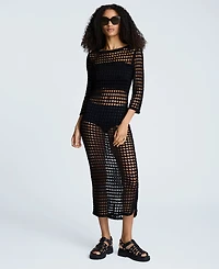 Kenneth Cole Women's Crocheted-Mesh Midi Dress