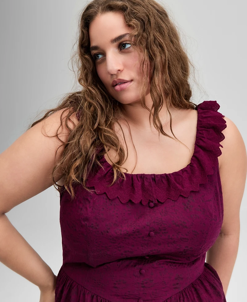 And Now This Trendy Plus Cotton Ruffle-Trim Maxi Dress, Exclusively at Macy's