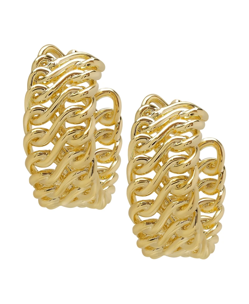 Macy's Infinity Twist Huggie 14K Gold Plate Earrings