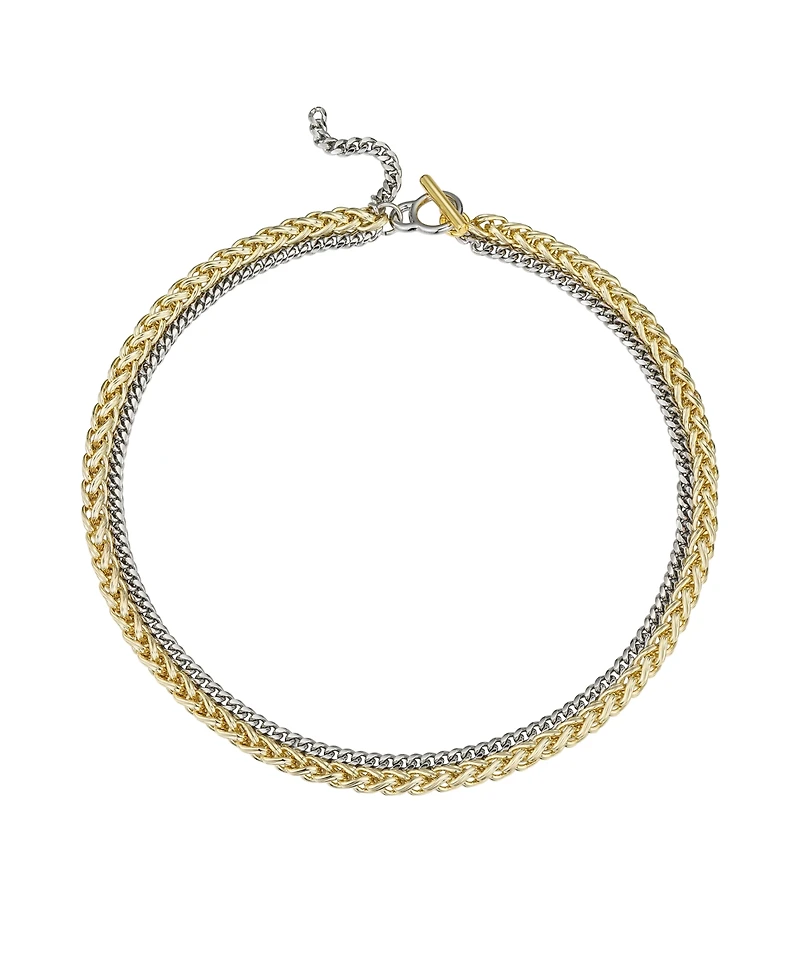 Macy's Two-Tone Chain Textured 14K Gold Plate Necklace