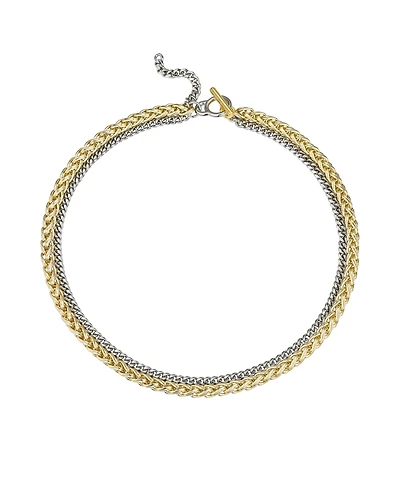 Macy's Two-Tone Chain Textured 14K Gold Plate Necklace
