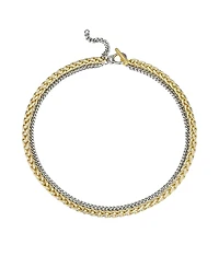 Macy's Two-Tone Chain Textured 14K Gold Plate Necklace