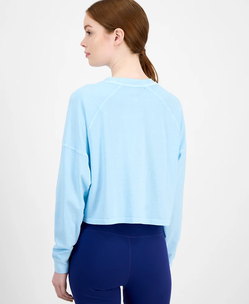 Id Ideology Women's Distressed Long-Sleeve Cropped Top, Exclusively at Macy's