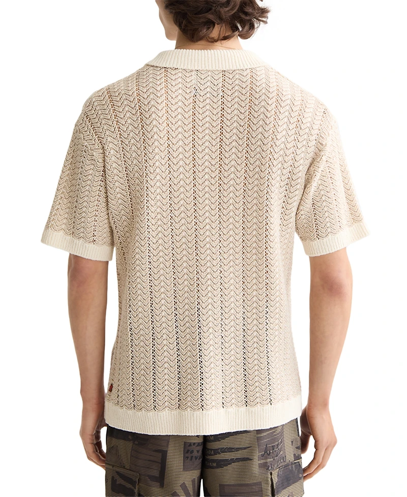Scotch & Soda Men's Structured Knit Sweater Polo Shirt