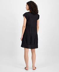 Lucky Brand Women's Cotton Button-Front Lace Mini Dress