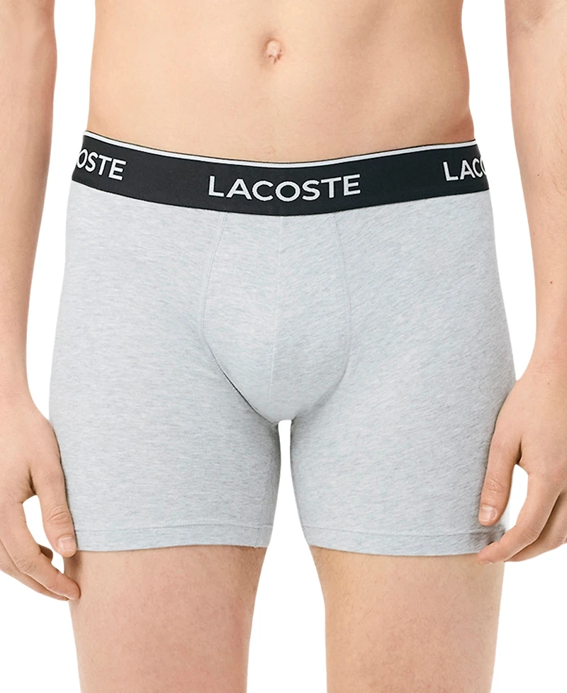 Lacoste Men's 3-Pack. Regular-Fit Logo Waistband 5" Boxer Briefs