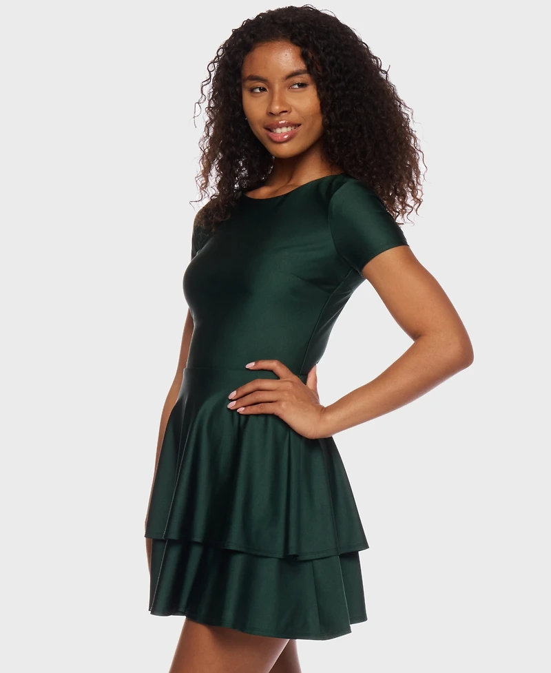 B Darlin Juniors' Cutout-Back Tiered Mini Dress