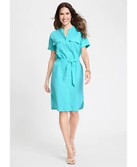 Olsen Women's Linen Blend Tunic Shirt Dress