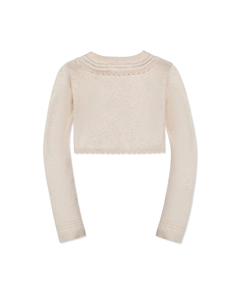 Hope & Henry Baby Girls Cropped Special Detail Sweater Cardigan