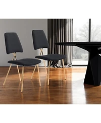 Set of Two Open Back Velvet Dining Side Chairs for Home or Kitchen
