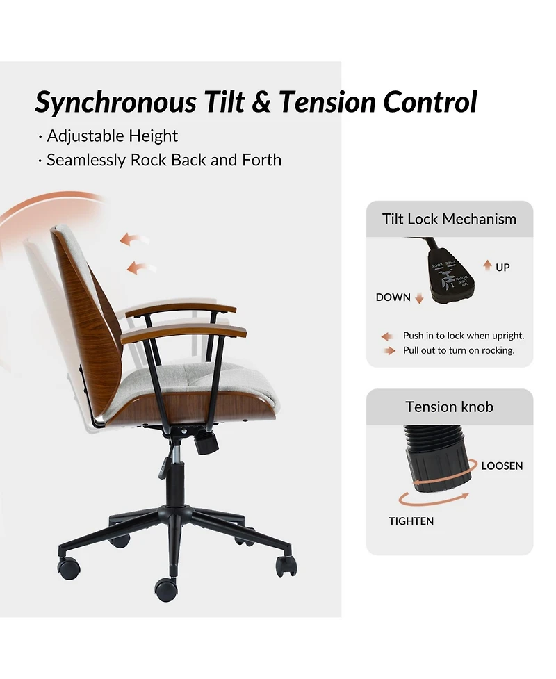 Luis Versatile Office Chair with Smooth Swivel Function and Adjustable Height