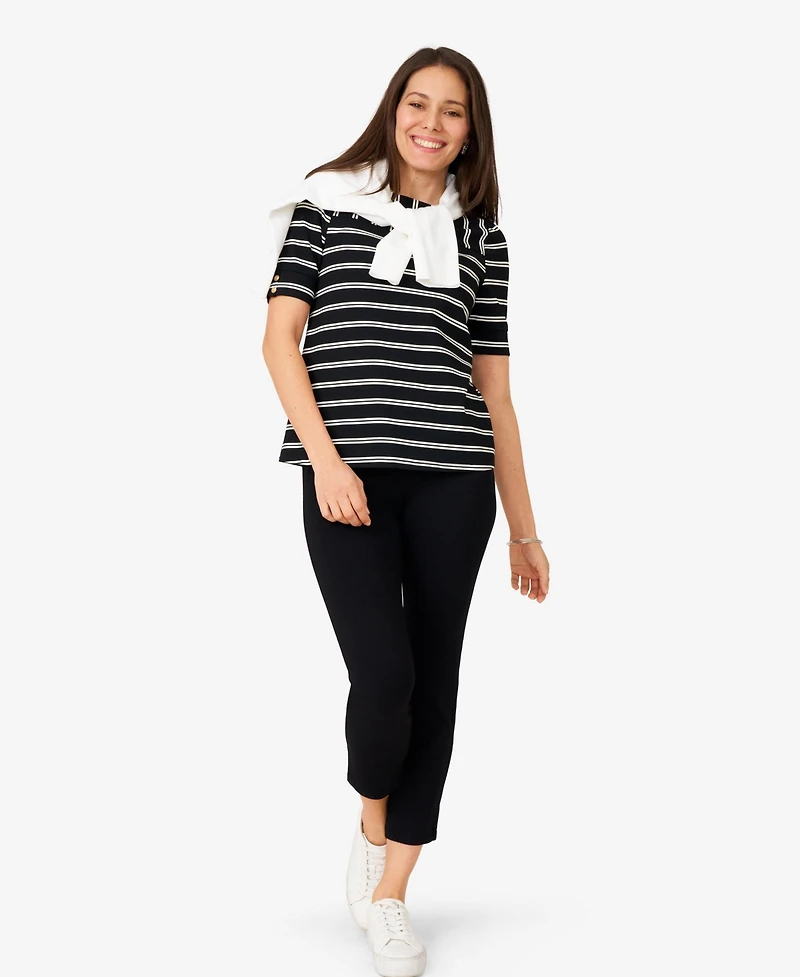 Cable & Gauge Women's Stripe Boatneck Top