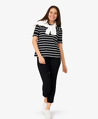 Cable & Gauge Women's Stripe Boatneck Top